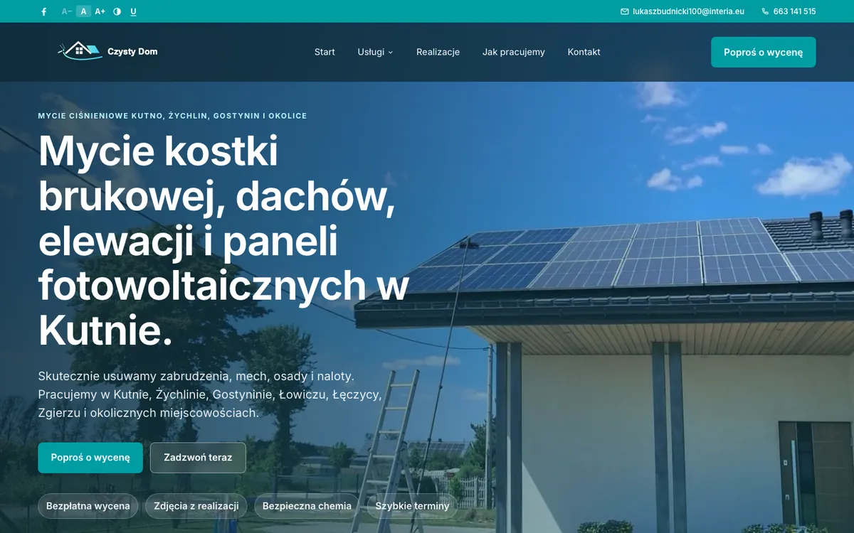 Strona czystydom.kutno.pl — widok strony głównej